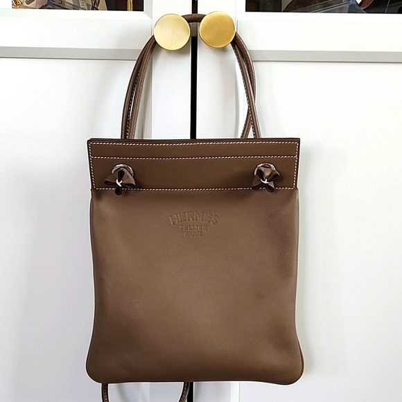 EUC Hermes Aline Crossbody Bag In Etoupe Swift Leather - Picture 4 of 16